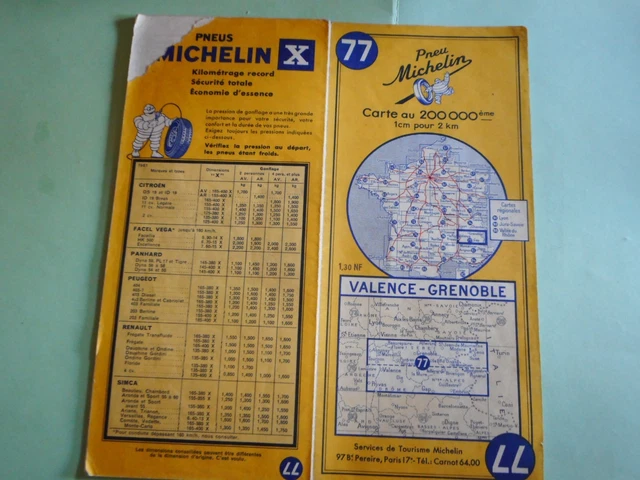 MICHELIN CARTE 77 Valence Grenoble 1961 Maps Karte Cartolina EUR 0,99